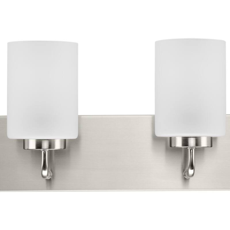 Merry Collection Six-Light Brushed Nickel and Etched Glass Transitional Style Bath Vanity Wall Light - 48 in x 5.75 in x 8.25 in
