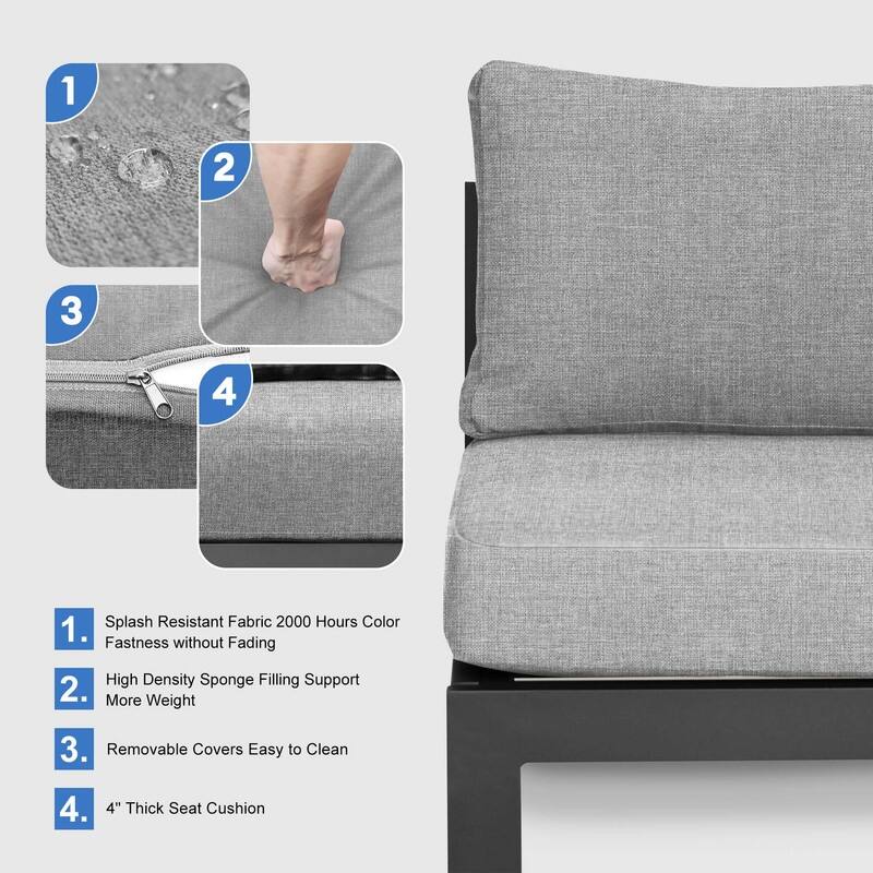 FINCATI Aluminum Outdoor Patio Furniture Conversation Sectional Sofa Set