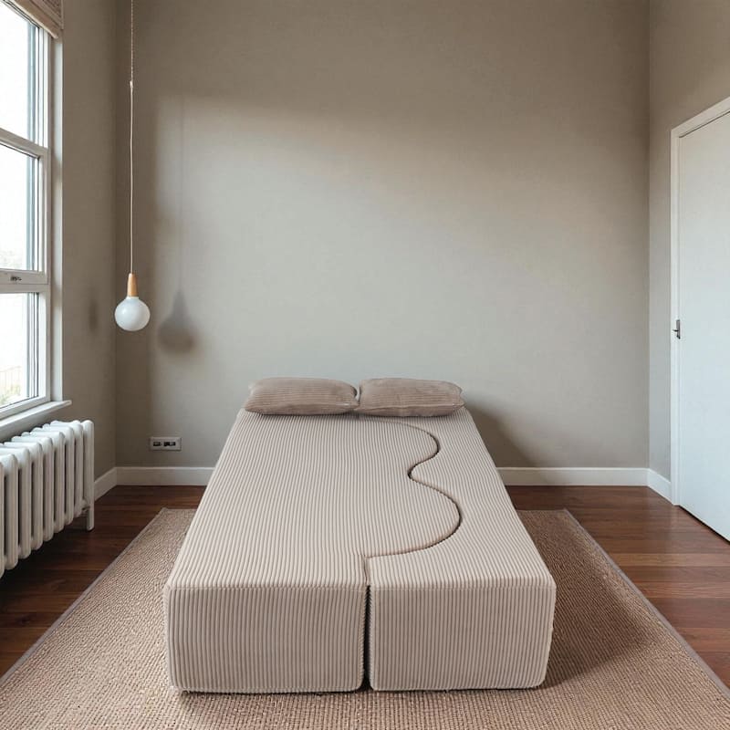 75" Convertible Foldable Sofa Bed, Memory Foam Upholstered 3-Seat Cloud Couch Mattress with 2 Pillows