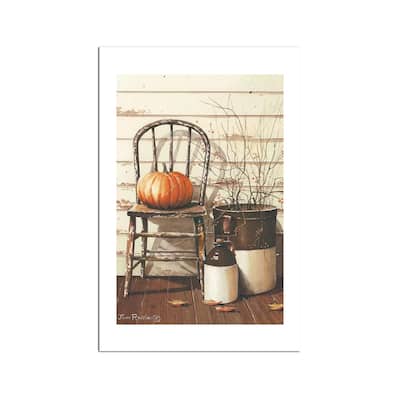 Pumpkin & Chair Fine Art Paper Print by John Rossini - Multi