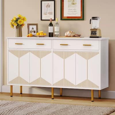 55 Inch Coffee Bar Cabinet Storage Sideboard Buffet Kitchen TV Stand - 55 inches