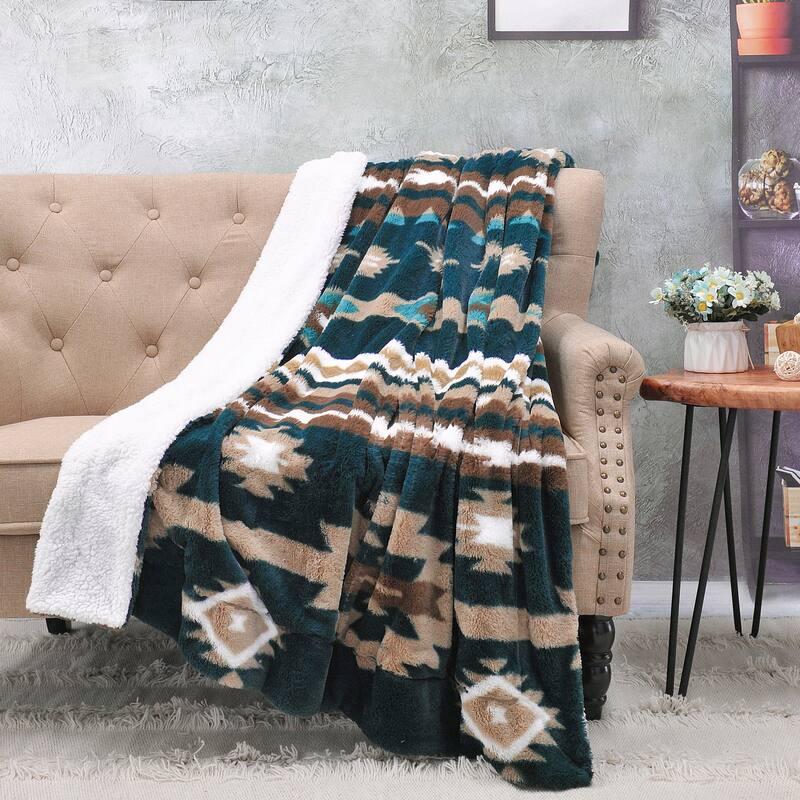 Fauxfur Southwest Throw with Sherpa Backing
