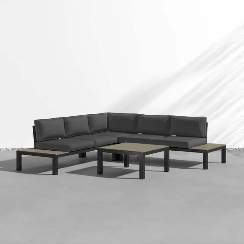 Lakeview Aluminum Outdoor Sectional Sofa with Charcoal Cushions