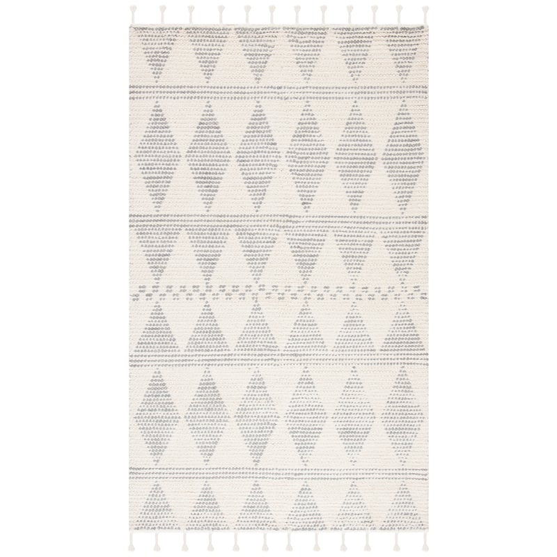 SAFAVIEH Handmade Casablanca Reini Boho Wool Tassel Rug - 3' x 5' - Ivory/Grey