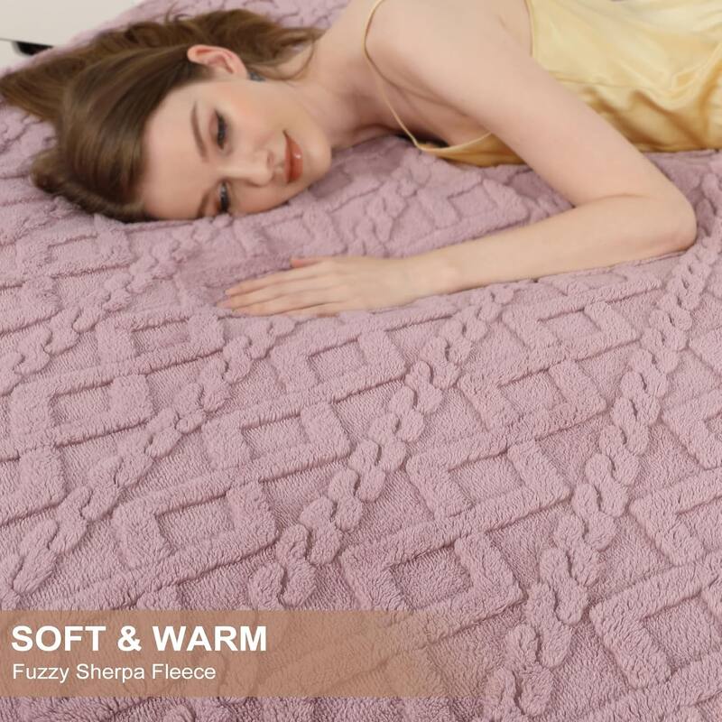Heated Throw Blanket - Thick Tufted Sherpa Electric Blanket Throw with 10 Heating Levels and 10 Time Settings