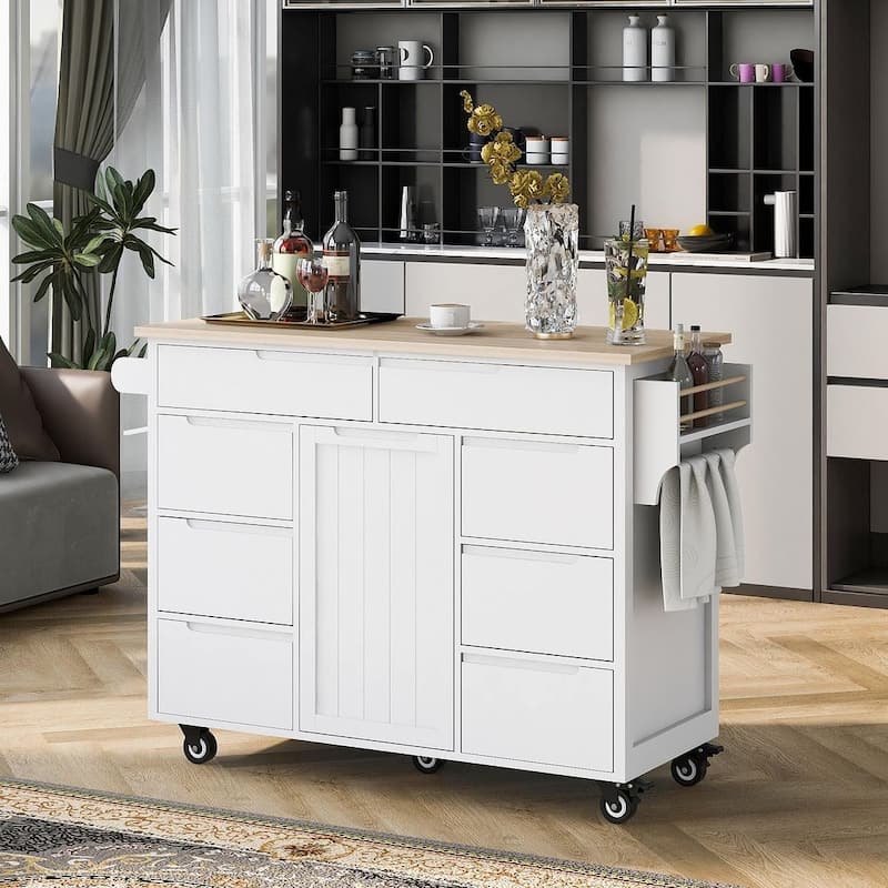 Store Kitchen Cart with Wheels and 8 Drawers