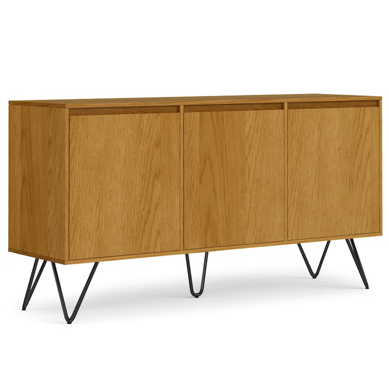 WYNDENHALL Moreno SOLID MANGO WOOD and Iron 60 x 18 inch Rectangle Contemporary 3 Door Sideboard Buffet - 60 inch Wide