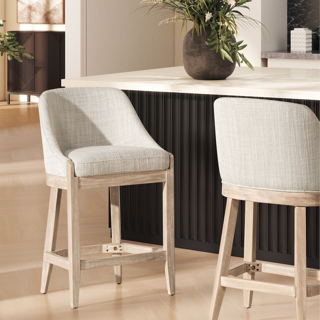 Coastal Curved Back Upholstered Counter Stool