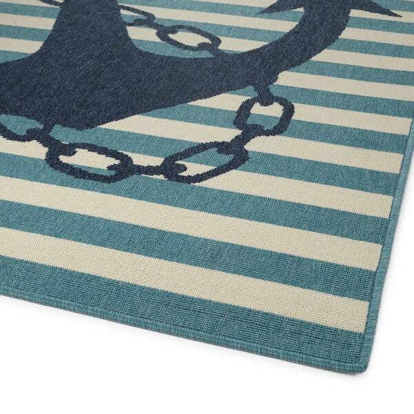 Kaleen Amalie 5 x 8 Light Blue Indoor/Outdoor Geometric Coastal Area Rug Kaleen Amalie 5 x 8 Light Blue Indoor/Outdoor Geometric Coastal Area Rug