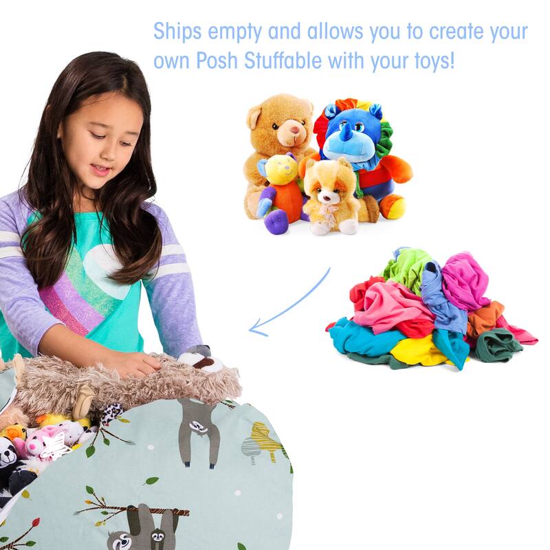Kids Bean Bag Chair Cover Stuffed Animal Storage or Toy Organizer