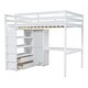 preview thumbnail 4 of 28, Full Size Loft Bed with Built-in Wardrobe and Storage Shelves, Solid Wood Loft Bedframe with Bulit-in Desk and 2 Storage Drawers