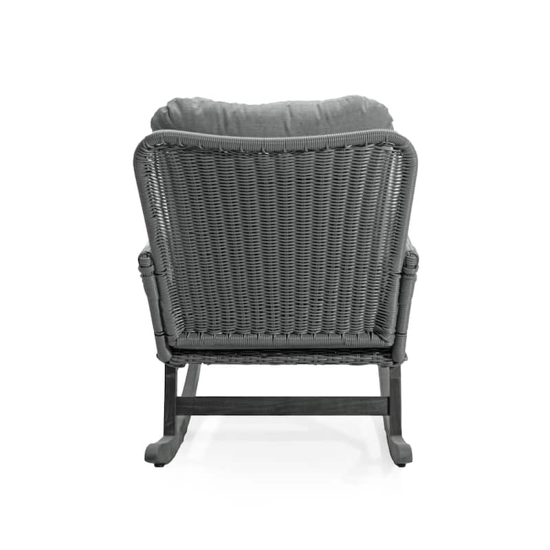 Contemporary Minimalist Wicker Rocking Chair with Soft Polyester Cushions and Durable Wooden Frame