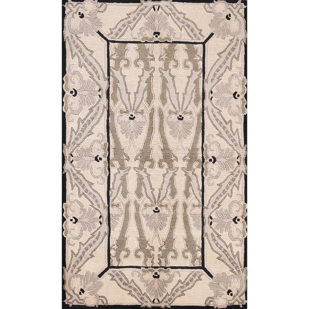 Vegetable Dye Oriental Nepalese Wool Area Rug Hand-knotted Carpet - 3'1" x 5'1"