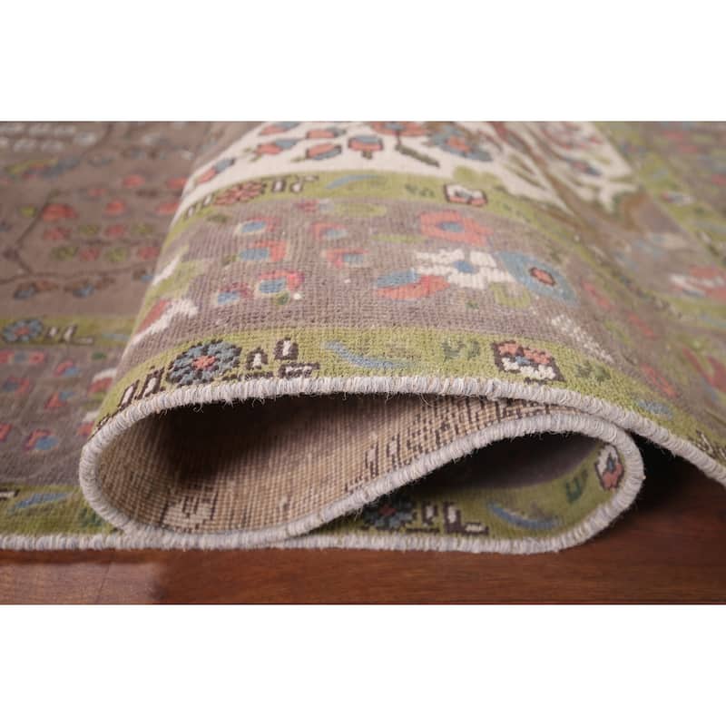 Brown Tabriz Persian Vintage Rug Handmade Traditional Wool Carpet - 6'6"x 9'8"