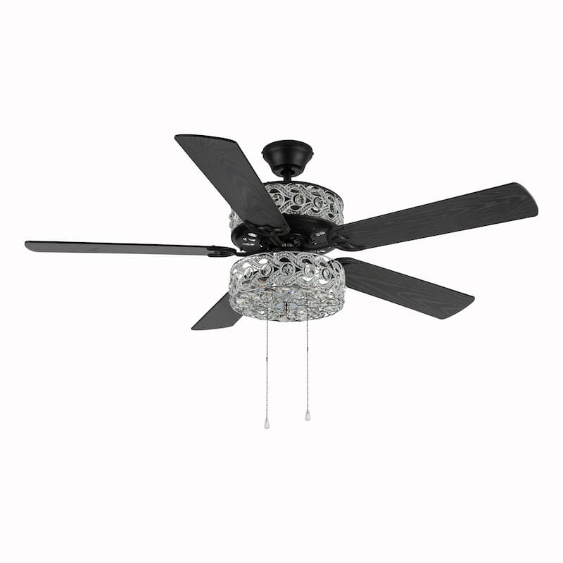 River of Goods Olivia Oil Rubbed Bronze Finish/ Crystal 52-inch LED Ceiling Fan - 52"L x 52"W x 18.25"H - 52"L x 52"W x 18.25"H