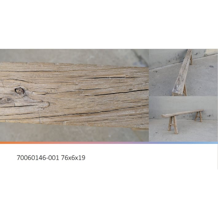 Vintage Noodle Bench Weathered Natural (size and finish vary)