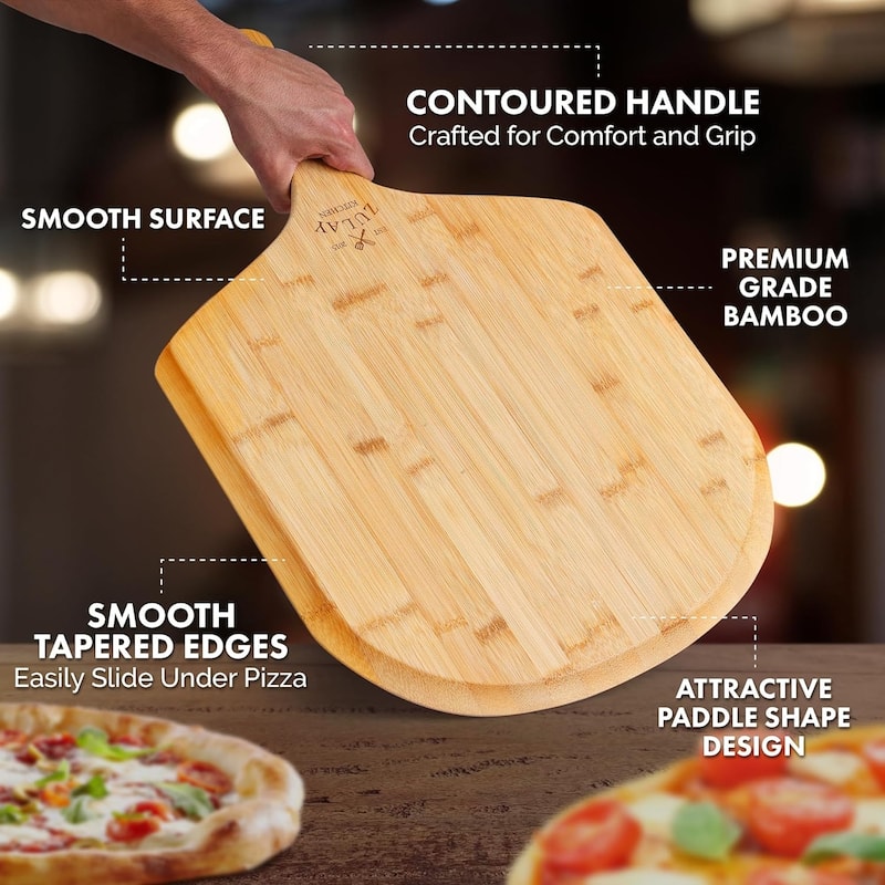 Zulay Kitchen Authentic Bamboo Pizza Peel Wood