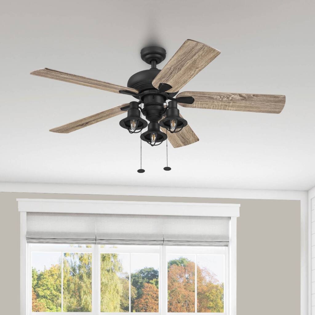 52" Prominence Home Piercy, Indoor LED Farmhouse Ceiling Fan, Bronze - 52
