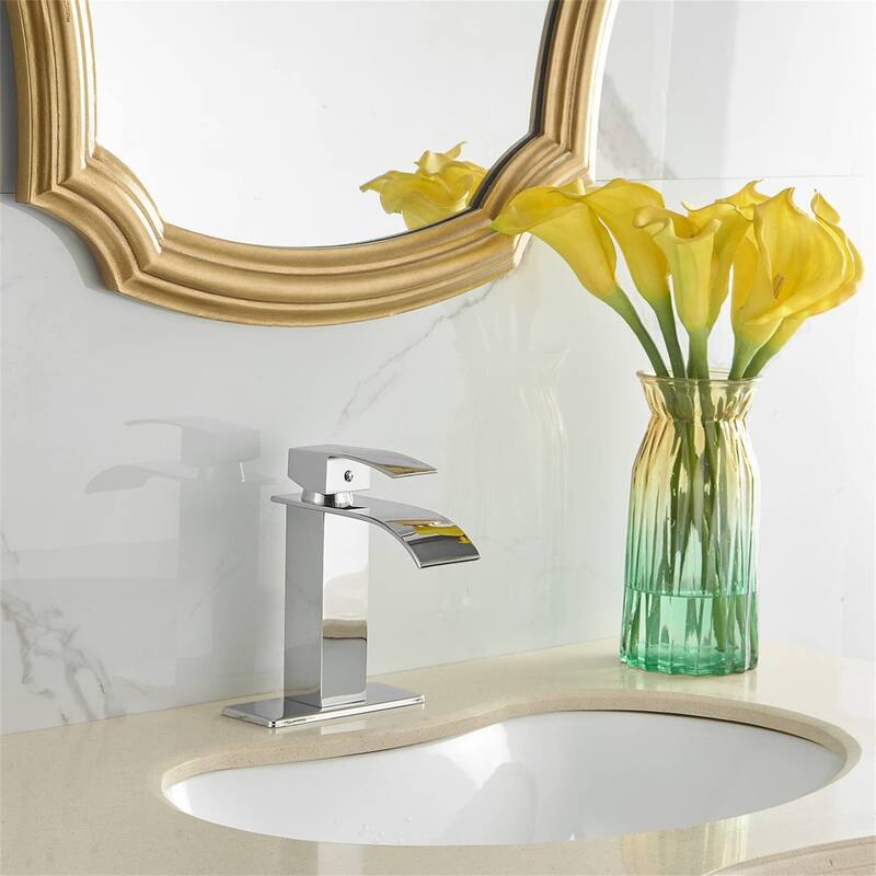 Waterfall Bathroom Faucet Single Handle Bathroom Sink Faucets One Hole Rv Lavatory Basin Modern Tap With Deck Plate Lead Free