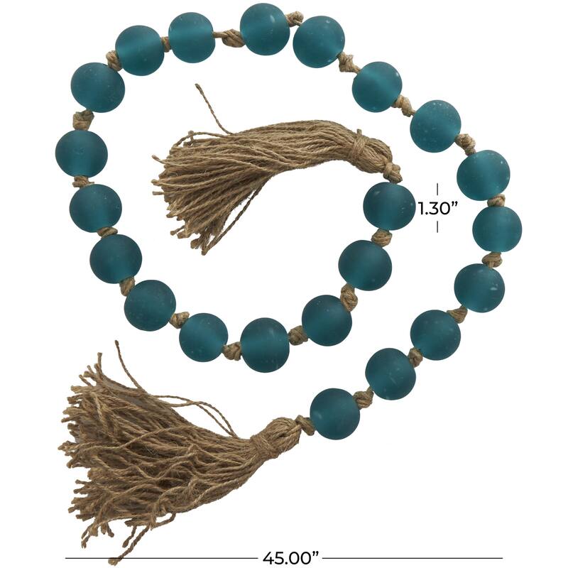 Glass Handmade Round Beaded Garland with Tassel with Knotted Brown Jute - Roche River Decor