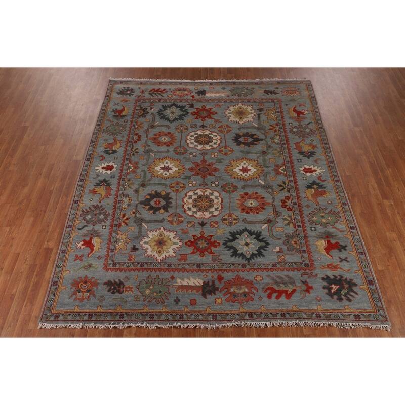 Floral Oushak Oriental Area Rug Handmade Wool Carpet - 8'2"x 9'9"