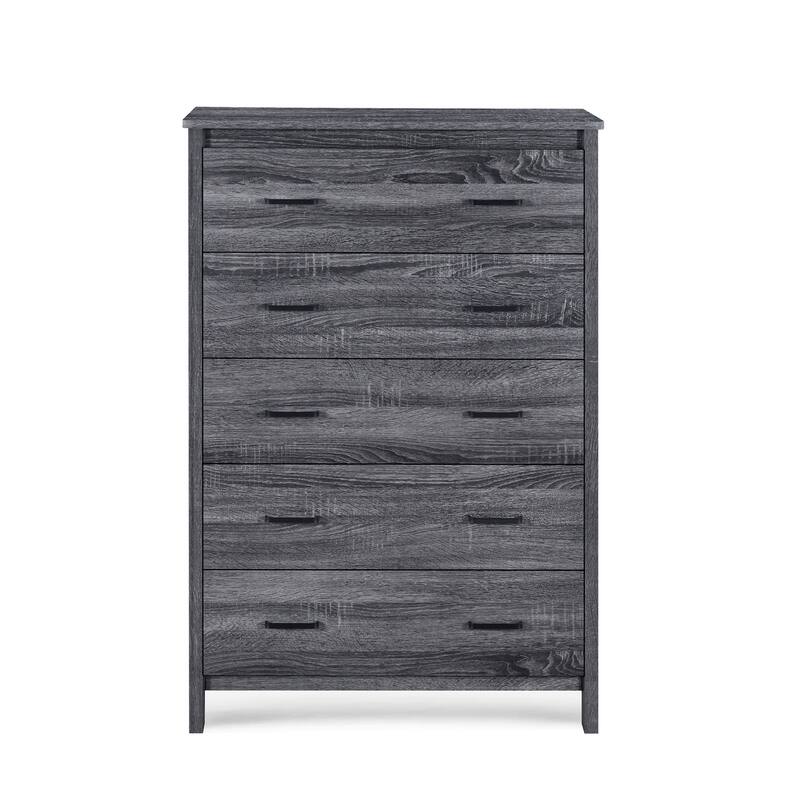 Dressers Storage Showcase Bathroom Cabinets Closet Wardrobe Modern Tall Nightstand with 5 Drawer for Office, Home, DARK GREY
