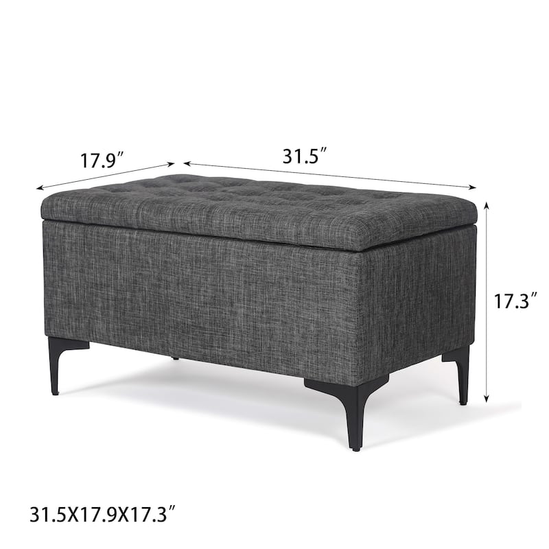 Adeco 31.5" Storage Ottoman Bench with Metal Legs