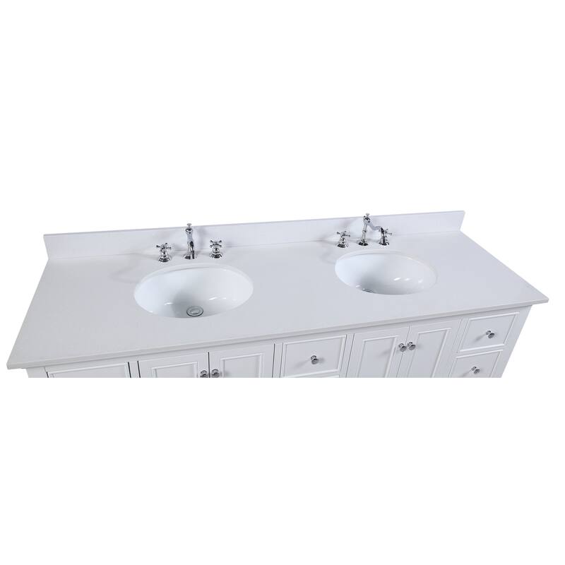 KitchenBathCollection Bella 72" Double Bathroom Vanity with Quartz Top