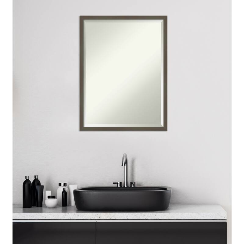 Beveled Wood Bathroom Wall Mirror - Svelte Frame