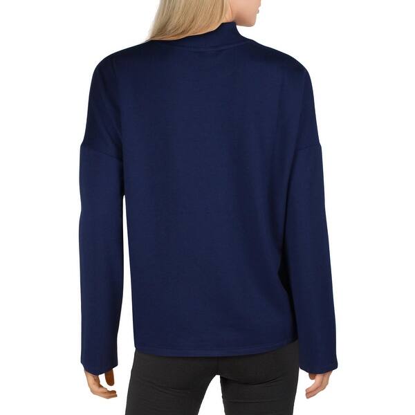 Bebe Sport Women S Fleece Drop Shoulder Sweat Wicking Logo Lifestyle Sweater True Navy Overstock