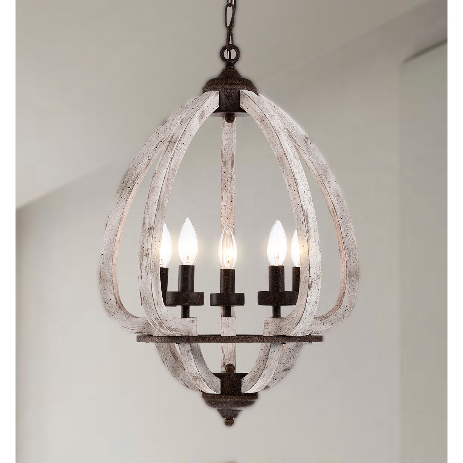 Warehouse of Tiffany Nelly 19 Inch Farmhouse Rustic Water drop Pendant 5-Light