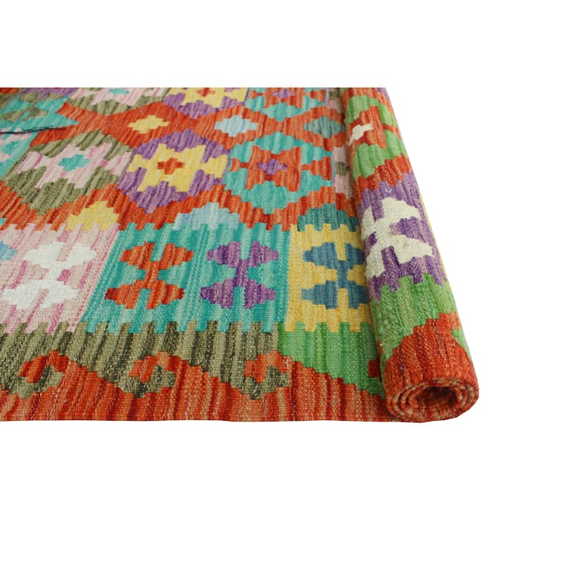 Flatweave Melda Red/Turquoise Rug - 3'2" x 4'10"