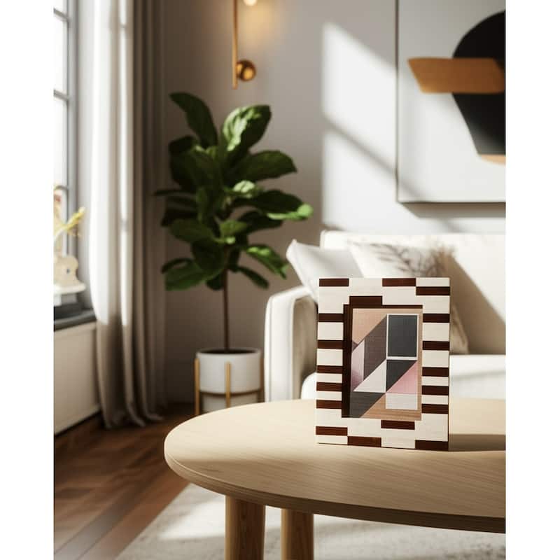 Resin Picture Frame Geometric Cutout Design Modern Glam - 5x7" Brown