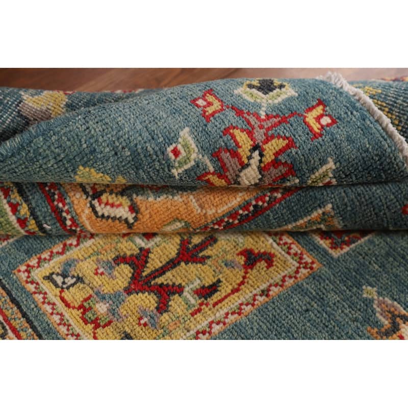 Garden Design Blue Kazak Accent Rug Handmade Wool Carpet - 3'4" x 5'3"
