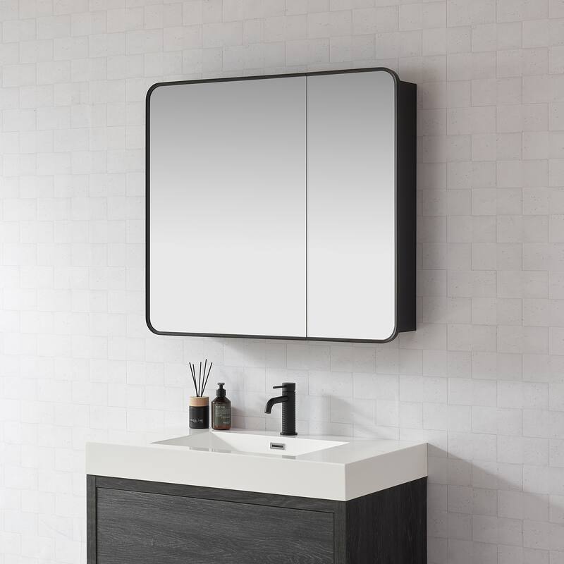 Talayuela Rectangular Aluminum Framed Medicine Cabinet with Mirror