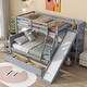 preview thumbnail 1 of 20, Twin Over Full Kids Bunk Bed with 2 Underbed Drawers and Slide, Rubberwood Bunk Bedsframe with Ladder for Bedroom Boys Girls Grey - Twin