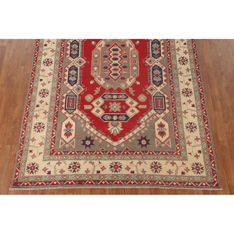 Red Kazak Oriental Area Rug Handmade Wool Carpet - 6'7" x 9'10"