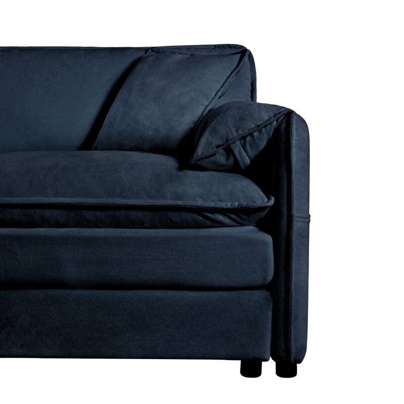 Chenille Modular Armchair with Storage Pockets & Toss Pillow