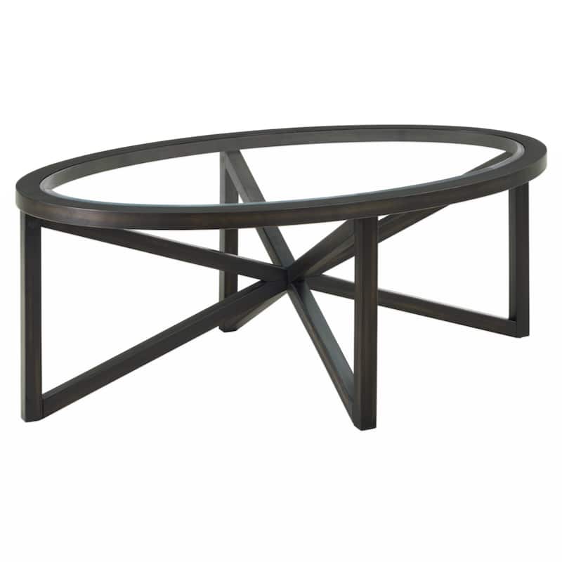 tempered glass coffee table solid wood base round transparent glass top modern living room terrace study coffee table