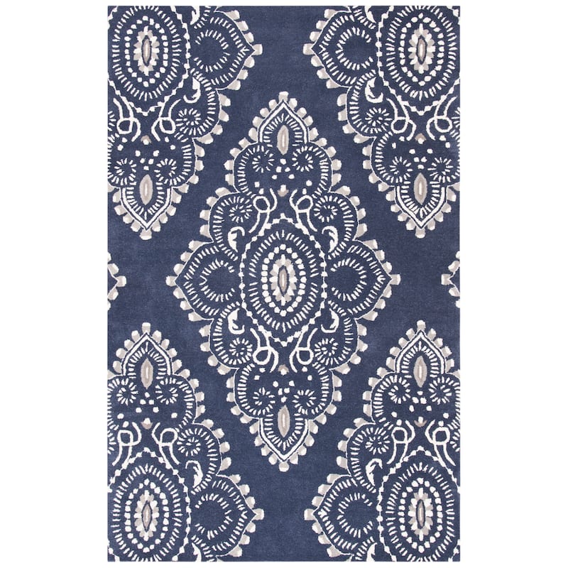 SAFAVIEH Handmade Wyndham Geanina Modern Wool Rug - 5' x 8' - Dark Grey/Ivory