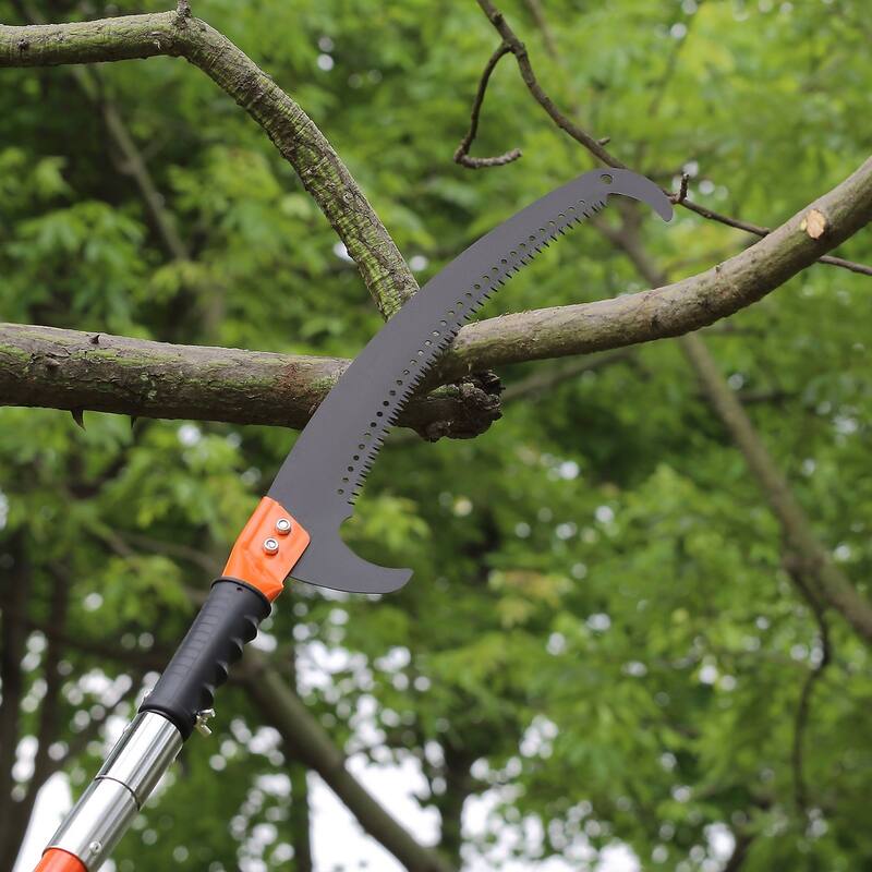 27 Feet Extendable Tree Pruner Manual Pole Saw with Sharp Steel Blade Ideal for High Branches - 7.3ft -27 ft