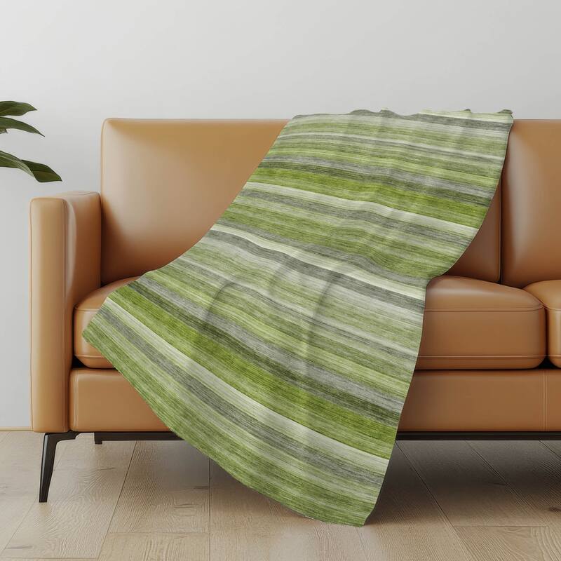 Premium Machine Washable Ombre Stripe Sherpa Throw Blanket