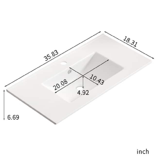 24-Inch Ceramic Vessel Sink - Glossy White Vanity Top Without Overflow, Spacious Design for Bathroom Essentials" - 24"