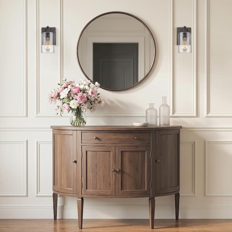 Bathroom Vanity Wall Light with Glass Shade and Rubbed Bronze Finish