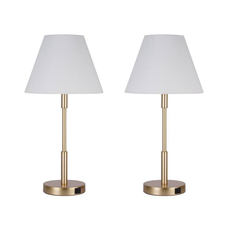 Kenroy Home Marlow Lamp with USB ports - Antique Brass - Set of 2
