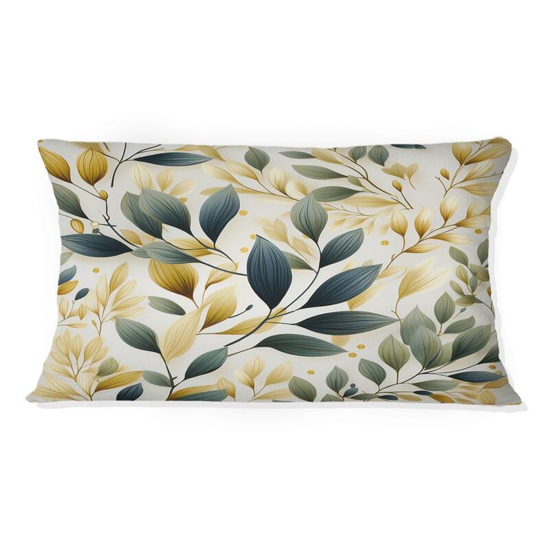 Designart "Tranquil Leaves III" Plants Printed Throw Pillow