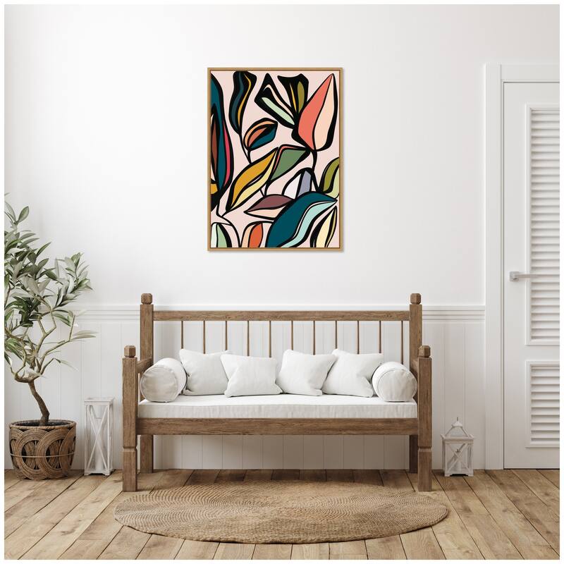 Kate and Laurel Fanciful Ficus Expansion by Alicia Bock Framed Canvas Wall Art Print