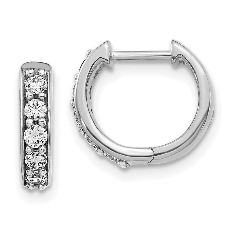 Curata 14k White Gold Diamond Hoop Earrings - 11x12mm Wide 2mm Thick