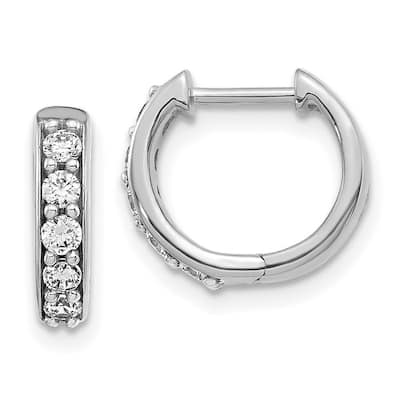 Curata 14k White Gold Diamond Hoop Earrings - 11x12mm Wide 2mm Thick