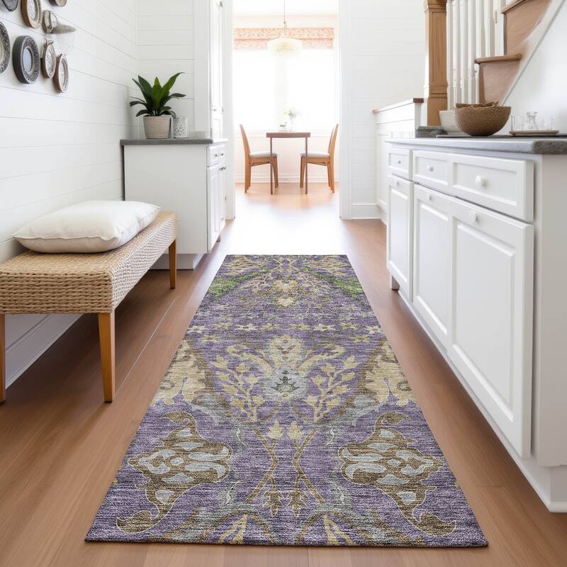 Premium Washable Super Soft Traditional Americana Mayfield Rug - Purple - 2'3" x 7'6"